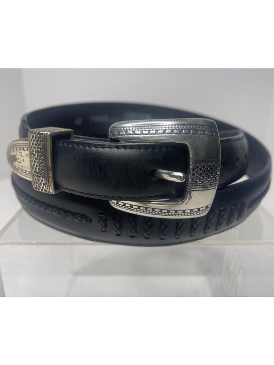 Brighton Other - Oynx Brighton Salina Taper Belt Men 42 Black Silver Tone Hardware Braided Leathe